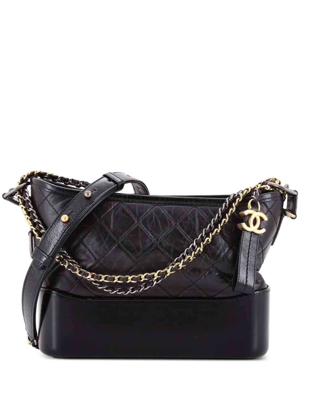 CHANEL Pre-Owned Gabrielle with Logo Handle Quilted Aged Calfskin Medium hobo bag - Nero
