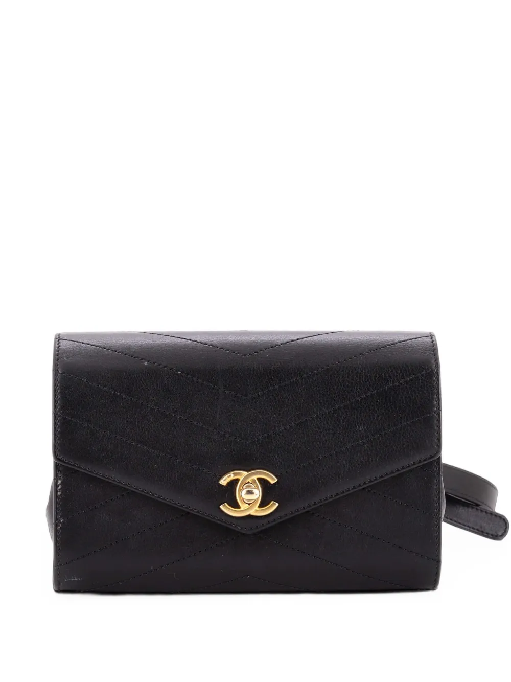 CHANEL Pre-Owned Coco Chevron Waist Bag Stitched Calfskin belt bag - Nero