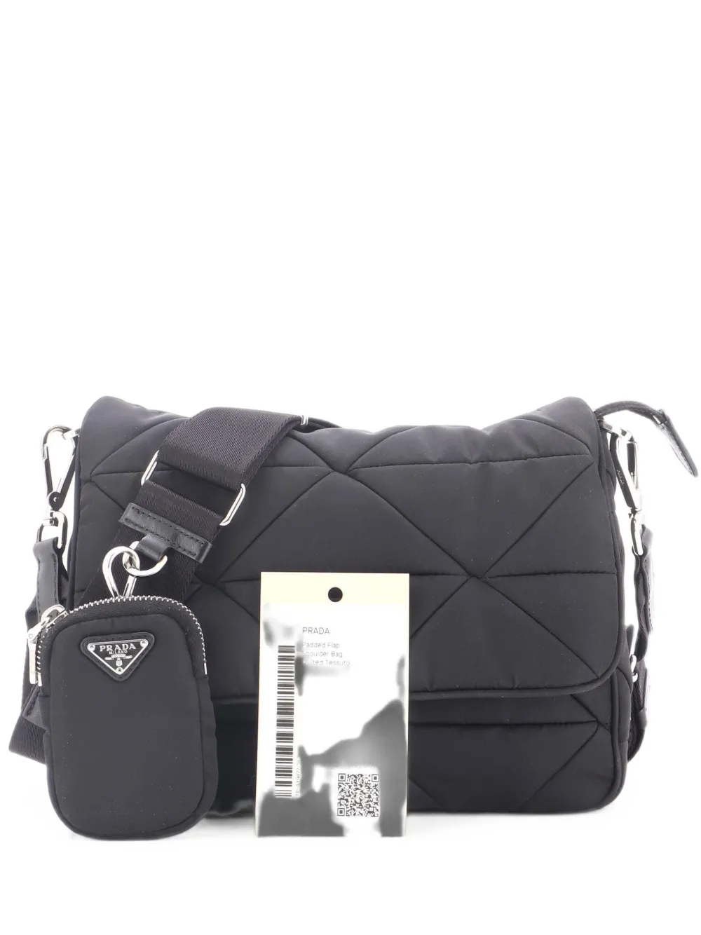 Prada Pre-Owned Padded Flap Shoulder Bag Quilted Tessuto crossbody bag - Nero
