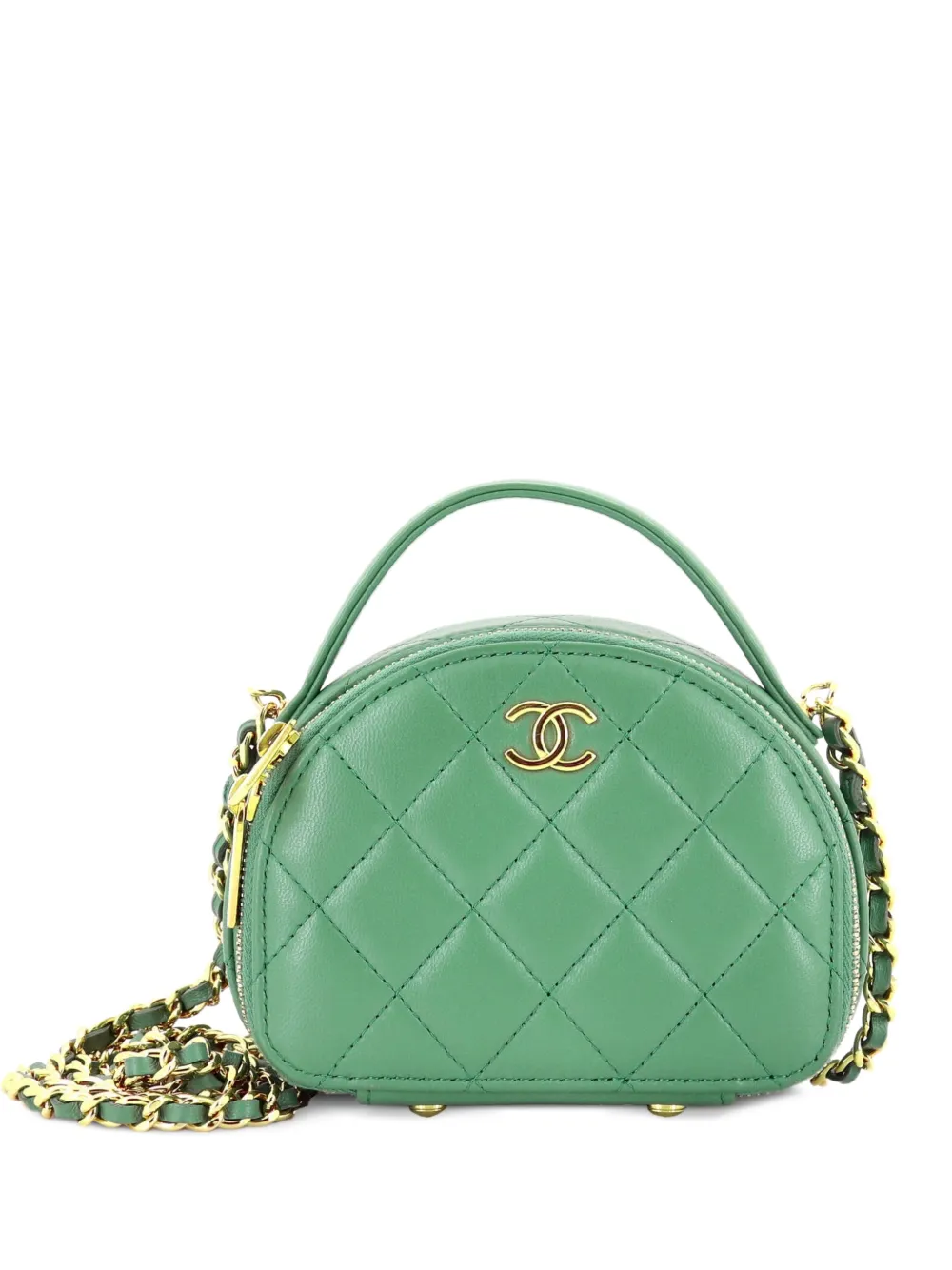 CHANEL Pre-Owned Chic Riviera Vanity Case with Chain Quilted Lambskin Mini satchel - Verde