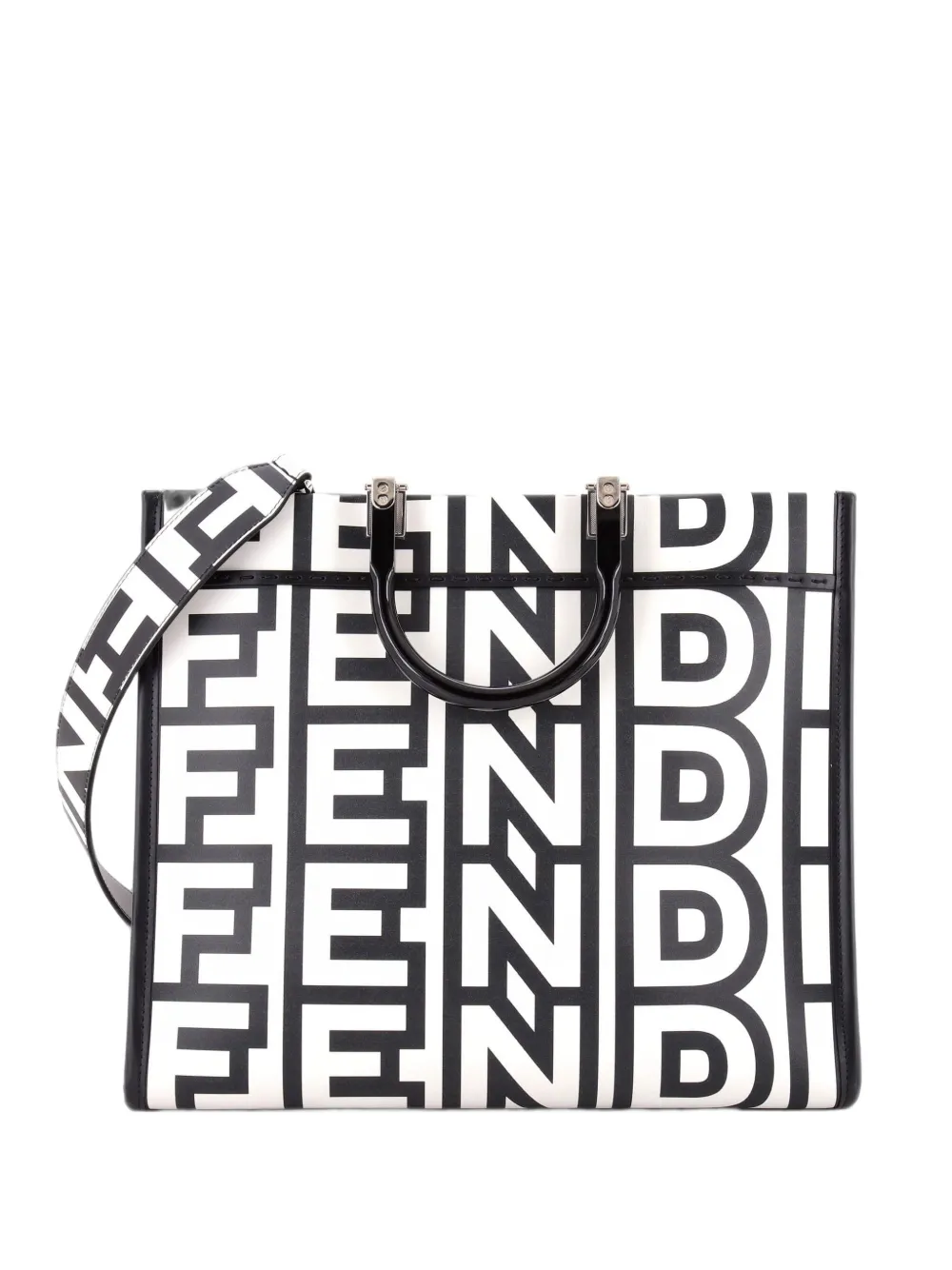 Fendi Pre-Owned x Marc Jacobs Sunshine Shopper Printed Leather Medium tote bag - Nero