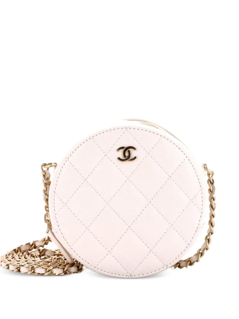 CHANEL Pre-Owned Round Clutch with Chain Quilted Caviar Mini crossbody bag - Bianco