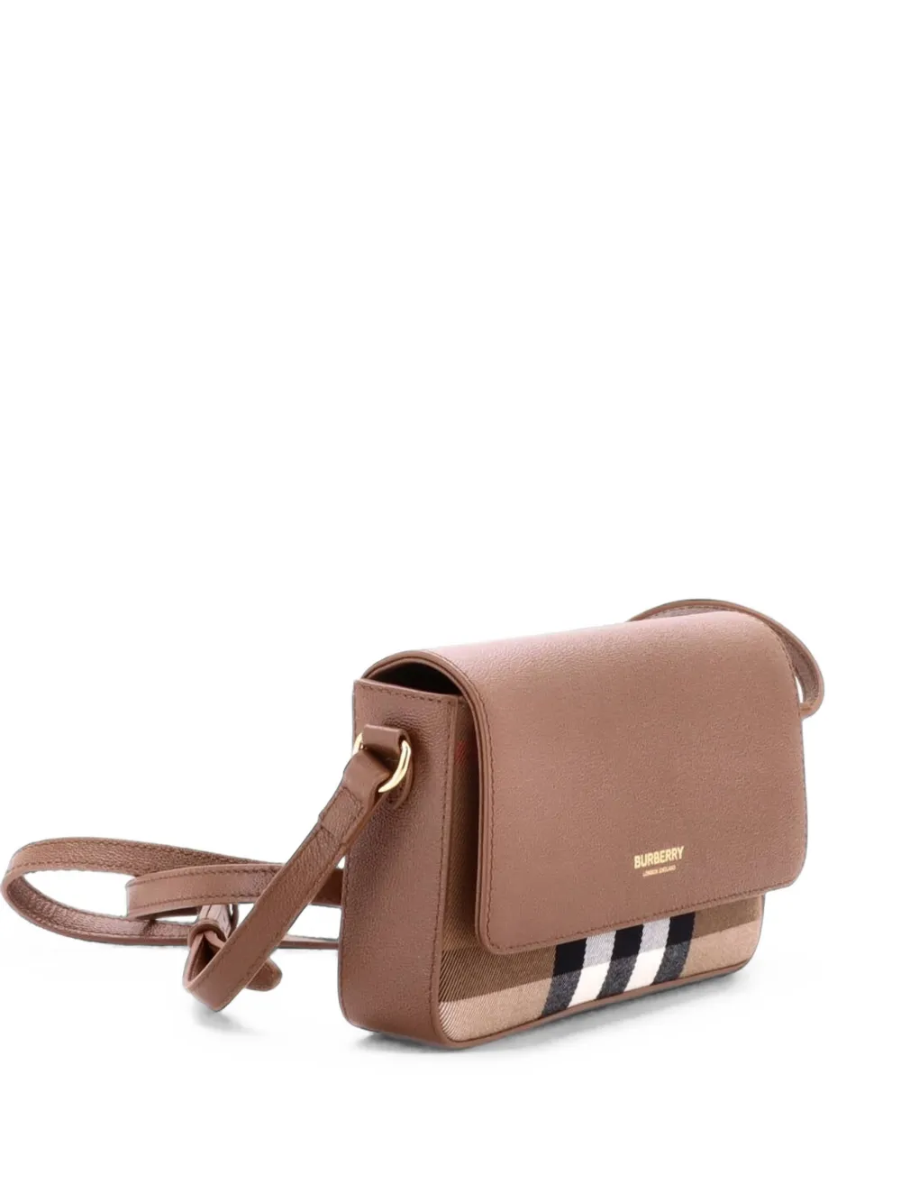 Burberry Pre-Owned New Hampshire House Check Canvas and Leather Small shoulder bag - Marrone
