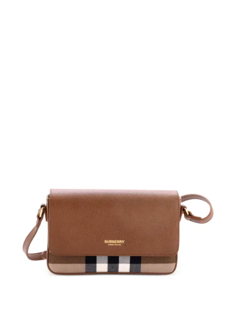 Burberry Pre-Owned New Hampshire House Check Canvas and Leather Small shoulder bag