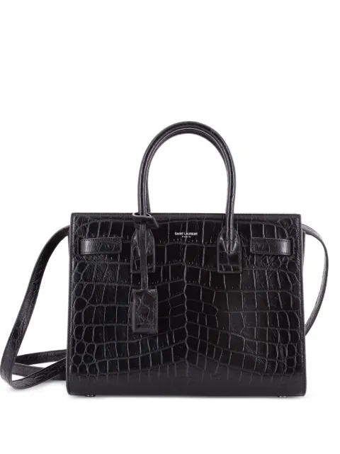 Saint Laurent Pre-Owned Sac de Jour NM Baby 仿鳄鱼纹压纹皮质手提包