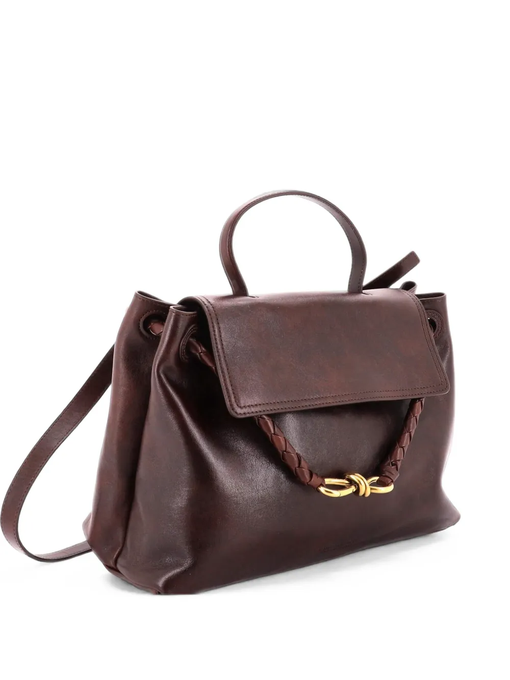 Bottega Veneta Pre-Owned Ciao Ciao Top Handle Bag Leather with Intrecciato Detail Medium satchel - Marrone