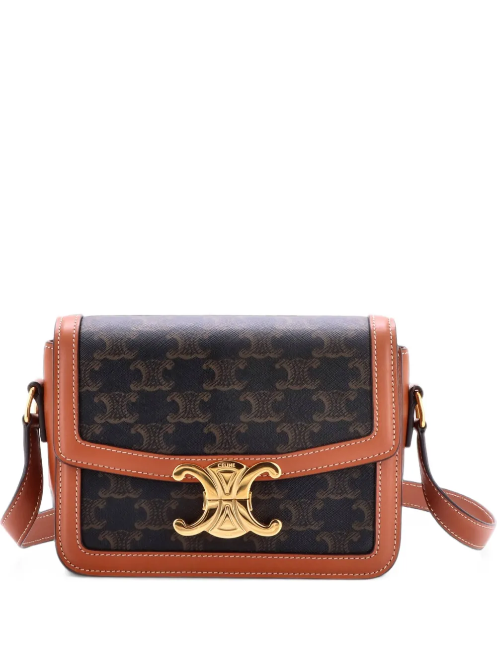 Celine Pre-Owned Triomphe Triomphe Coated Canvas Teen shoulder bag - Marrone