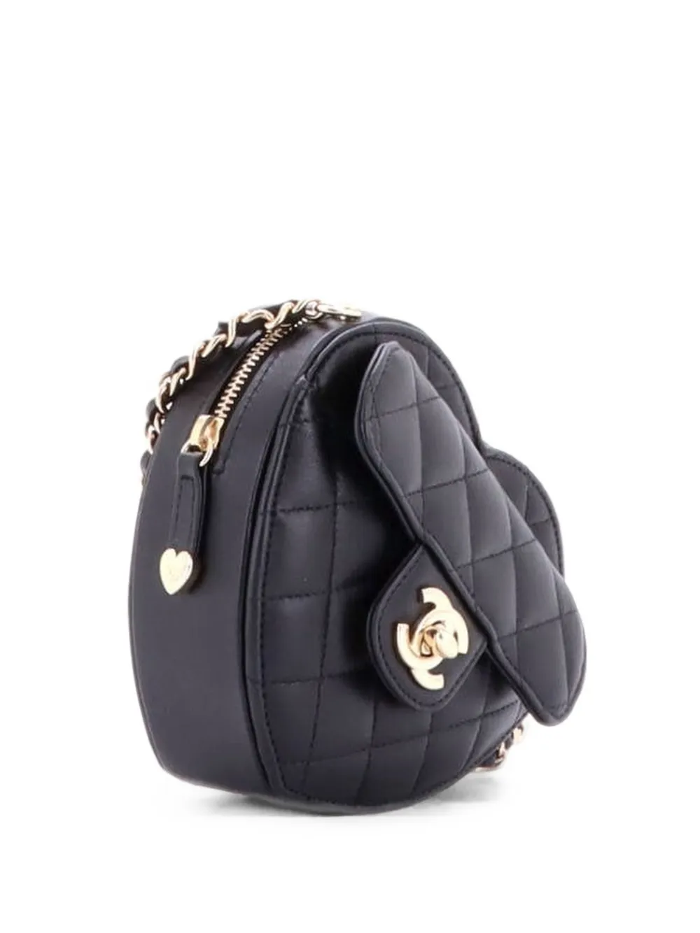 CHANEL Pre-Owned CC in Love Heart Clutch with Chain Quilted Lambskin crossbody bag - Nero