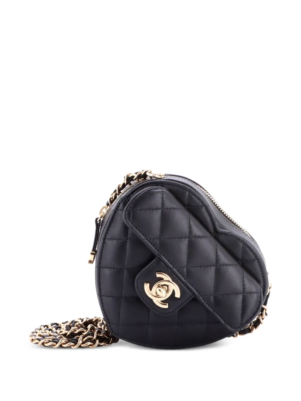 CHANEL Pre-Owned CC in Love Heart Clutch with Chain Quilted Lambskin crossbody bag - Nero