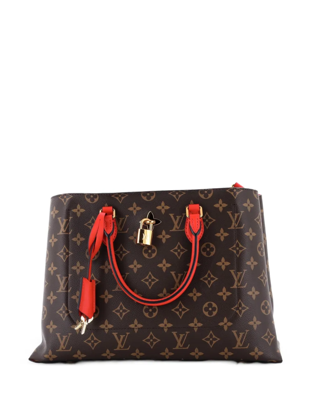 Louis Vuitton Pre-Owned Flower Monogram Canvas with Leather tote bag - Rosso