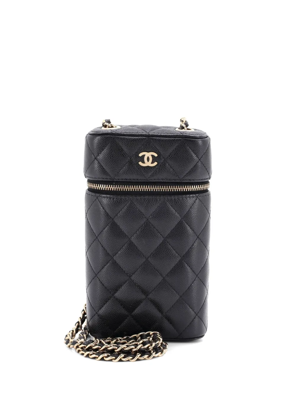 CHANEL Pre-Owned Classic Vanity Phone Holder with Chain Quilted Caviar clutch bag - Black