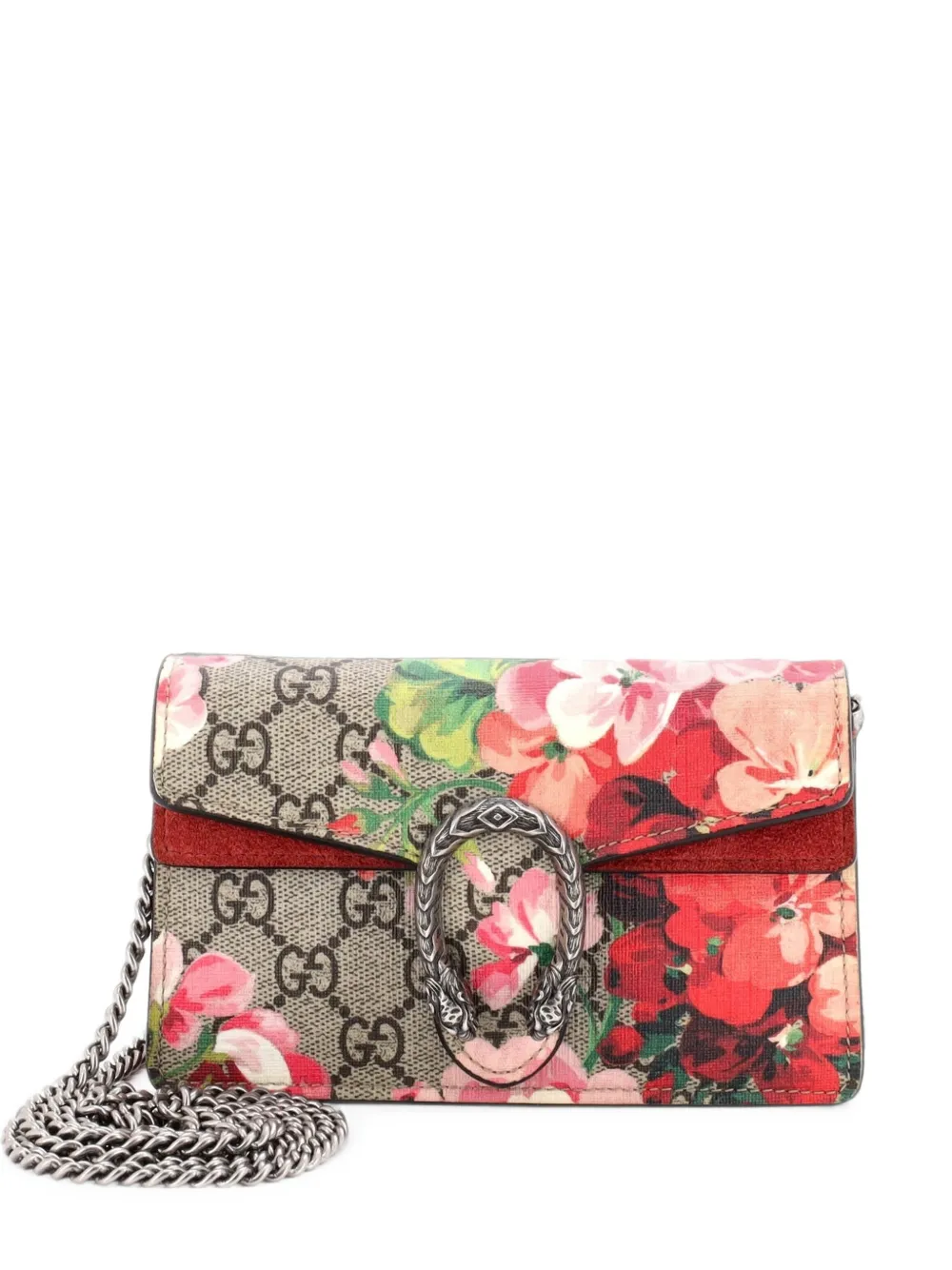 Gucci Pre-Owned Dionysus Bag Blooms Print GG Coated Canvas Super Mini crossbody bag - Marrone