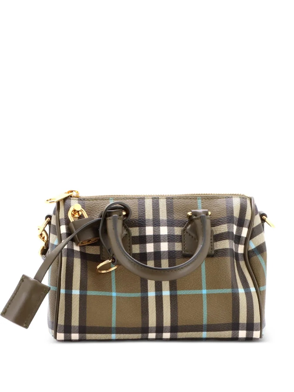 Burberry Pre-Owned Mini Satchel-Tasche aus Check E-Canvas - Grün
