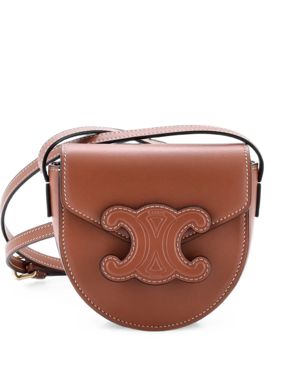 Celine Pre-Owned Cuir Triomphe Besace Flap Bag Leather Mini crossbody bag - Marrone