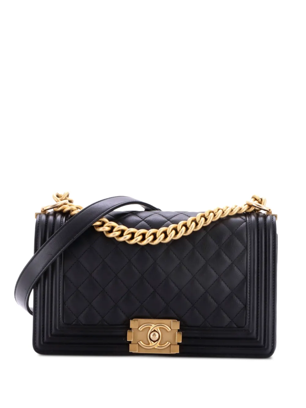 CHANEL Pre-Owned Boy Flap Bag Quilted Lambskin Old Medium shoulder bag - Nero