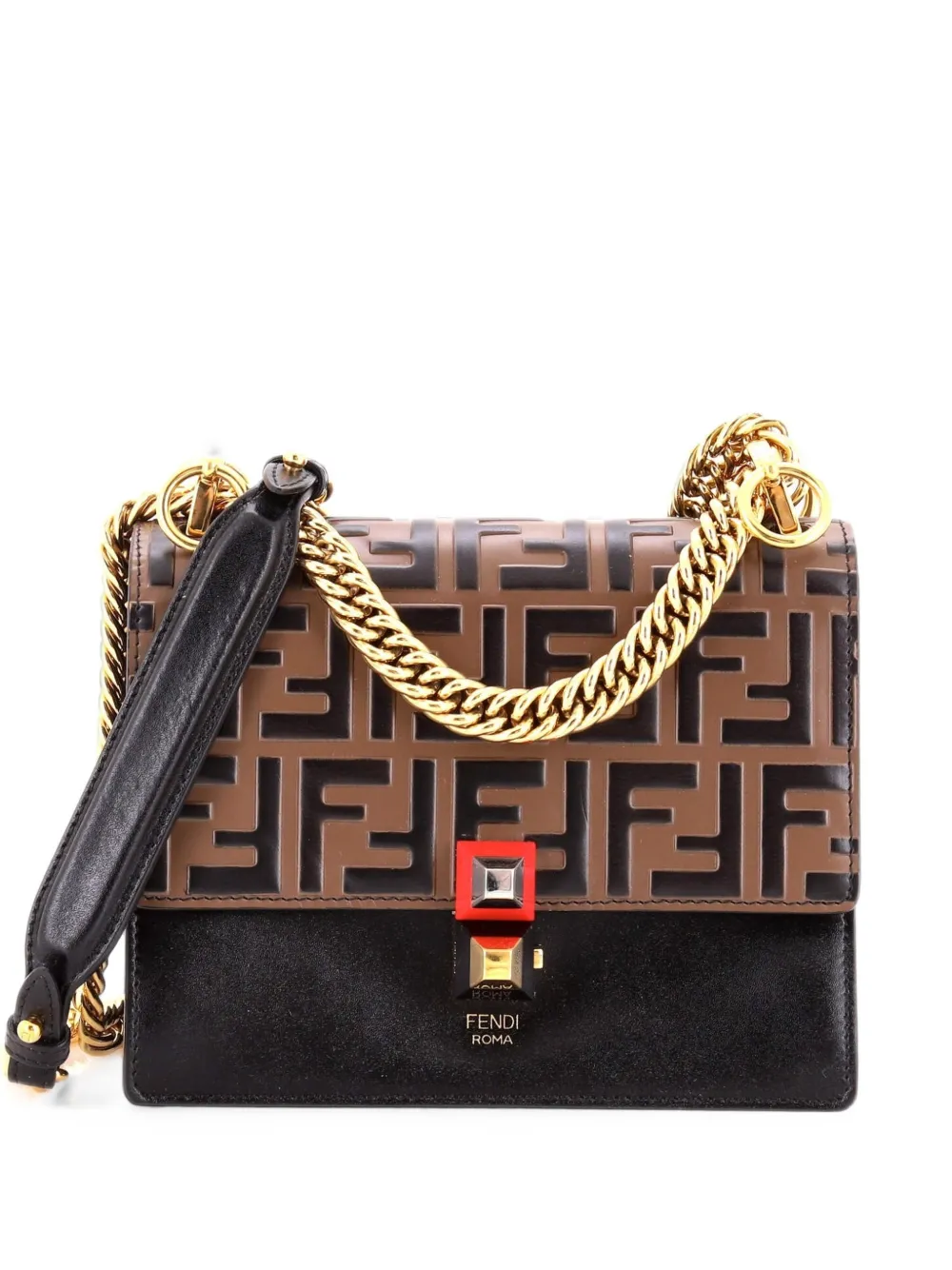 Fendi Pre-Owned Kan I Bag Zucca Embossed Leather Small shoulder bag - Nero