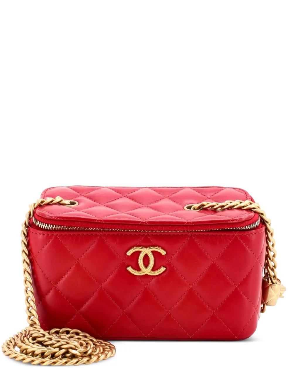 CHANEL Pre-Owned All Slide Long Vanity Case with Chain Quilted Lambskin Small crossbody bag - Red