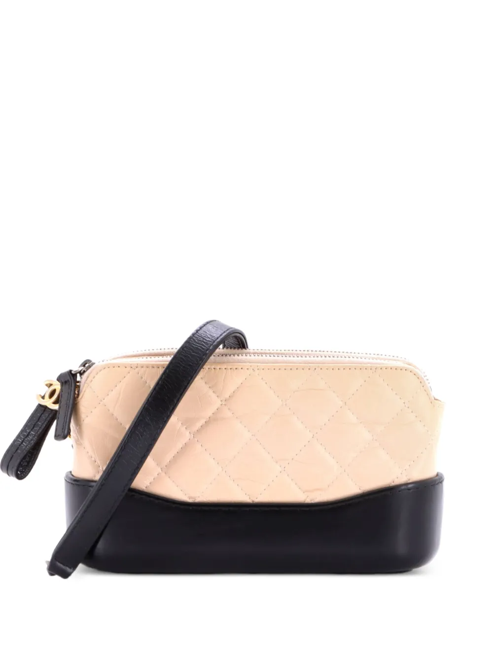 CHANEL Pre-Owned Gabrielle Double Zip with Chain Quilted Aged Calfskin clutch bag - Nero