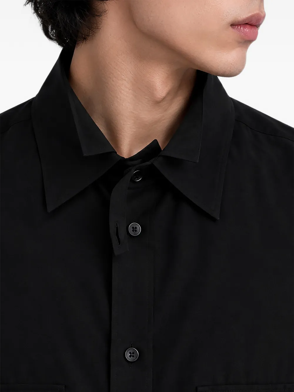 Yohji Yamamoto Button-up overhemd met zakdetail Zwart