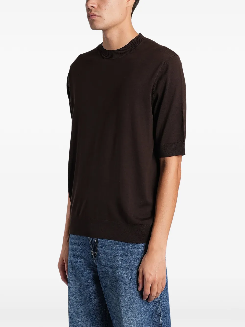 Ballantyne Fijngebreid T-shirt Bruin