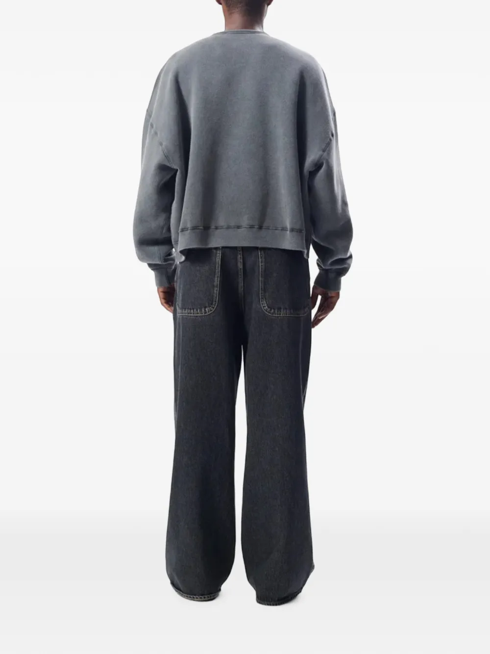 Sunflower cropped washed-fleece sweater Grijs