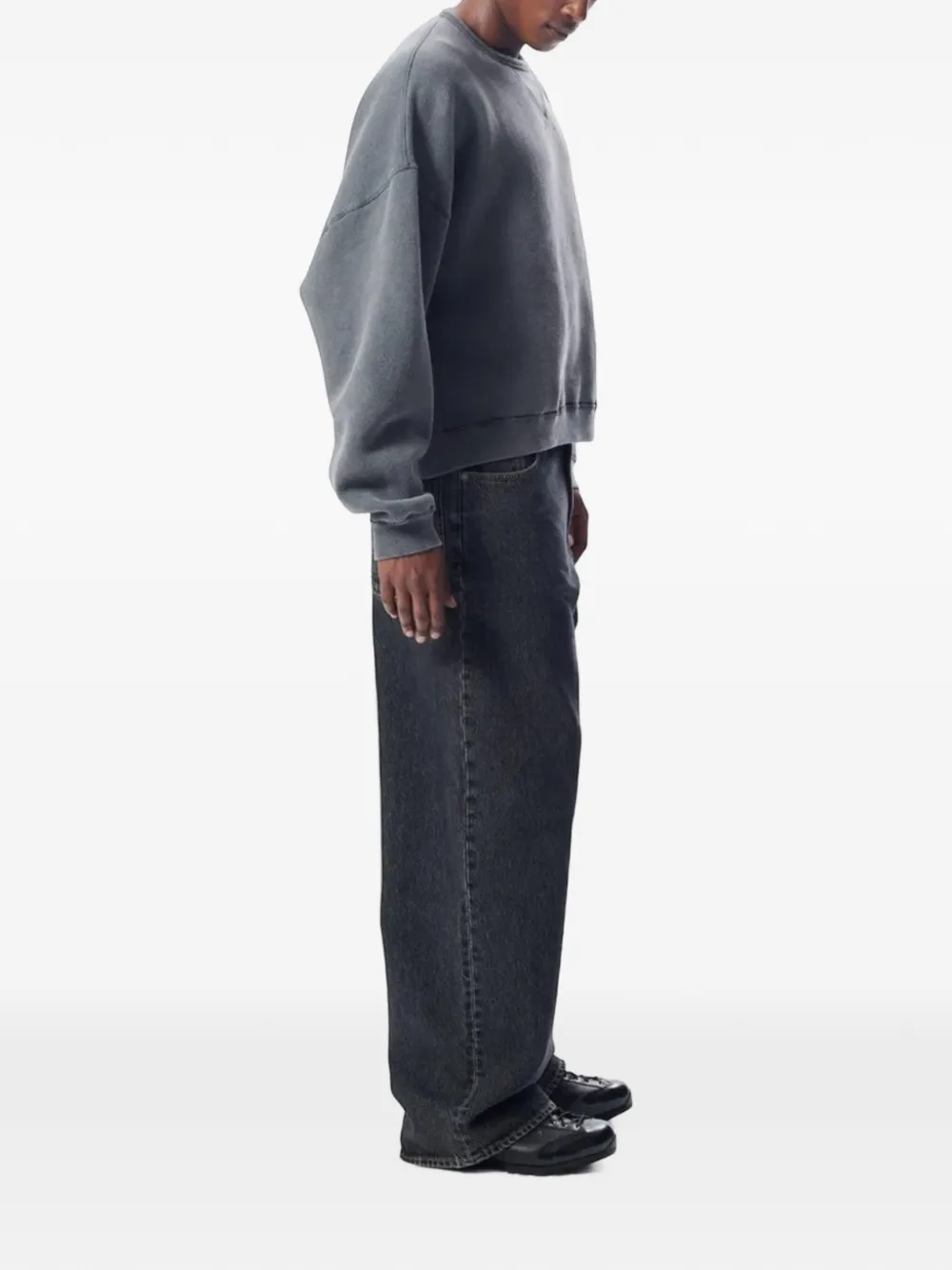 Sunflower cropped washed-fleece sweater Grijs