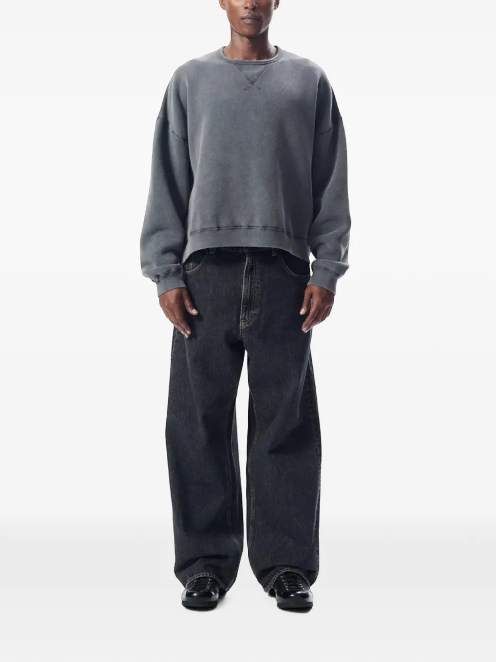 Sunflower cropped washed-fleece sweater Grijs