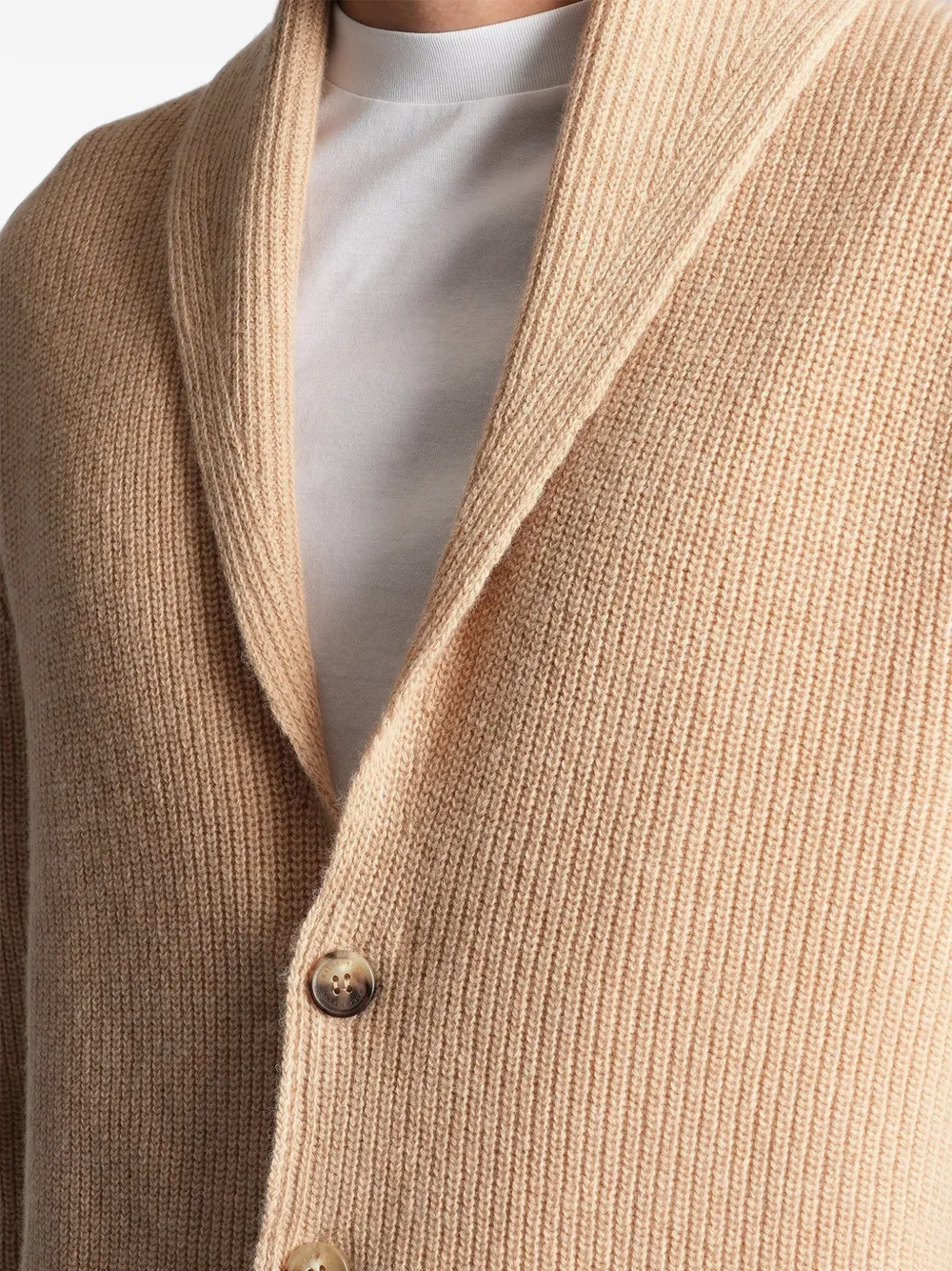Ballantyne Ribgebreid vest met sjaalkraag Beige