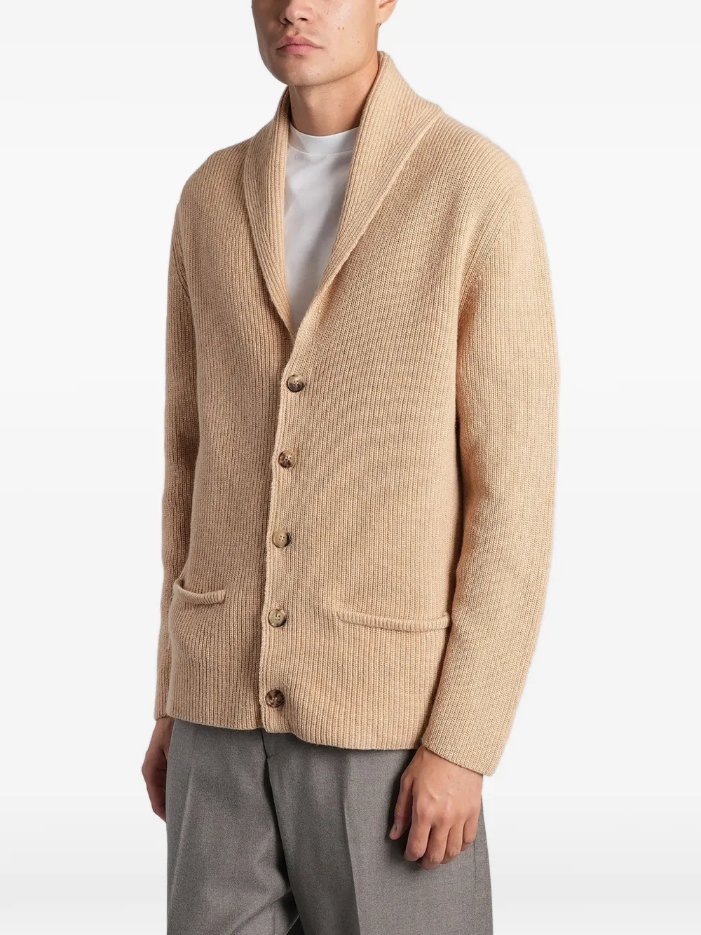Ballantyne Ribgebreid vest met sjaalkraag Beige