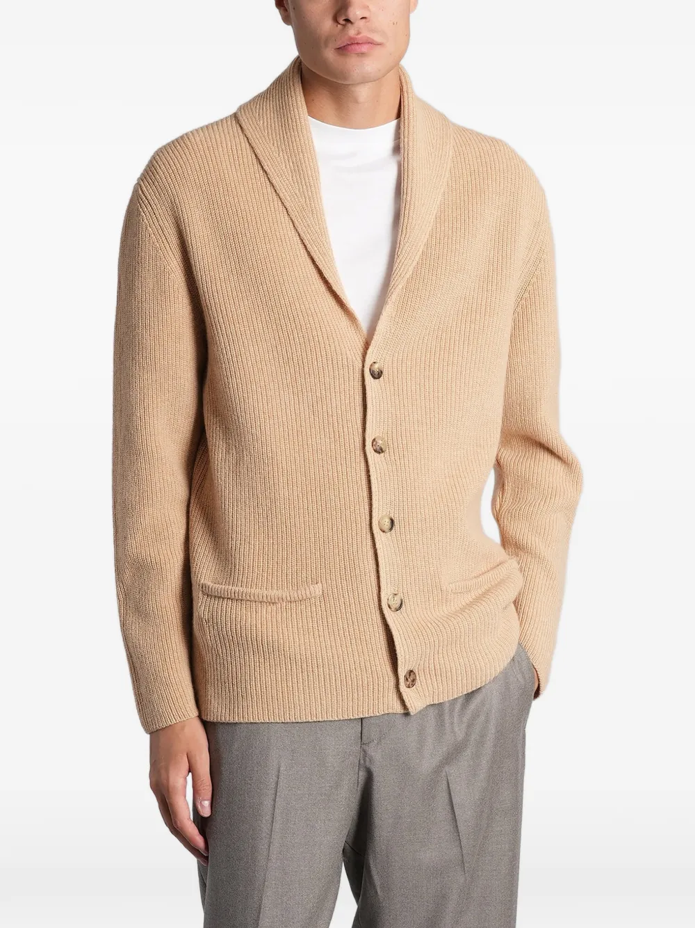 Ballantyne shawl-collar ribbed-knit cardigan