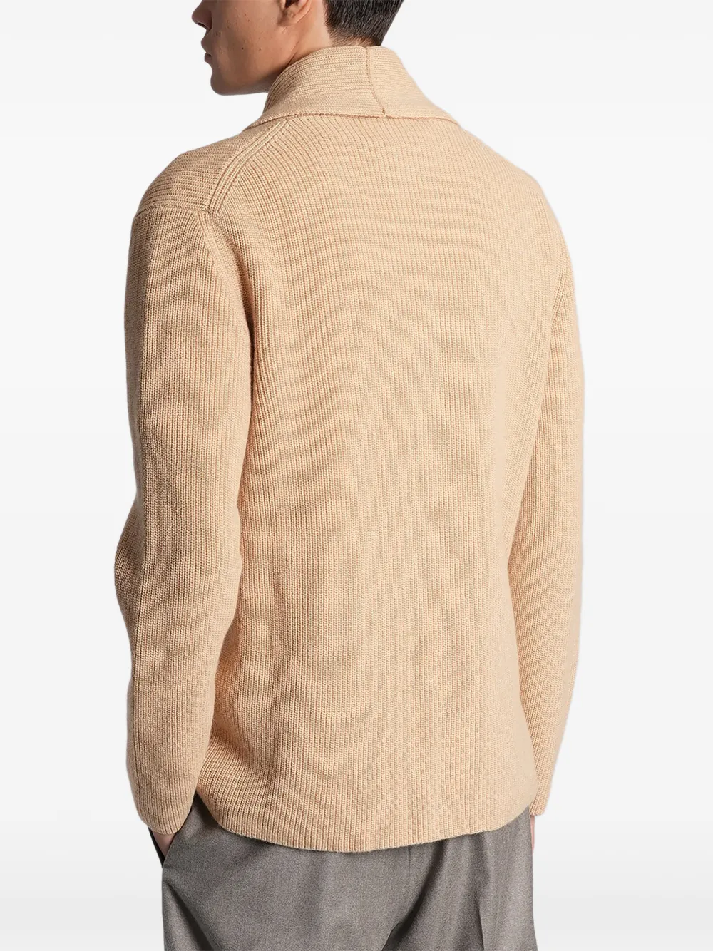 Ballantyne Ribgebreid vest met sjaalkraag Beige