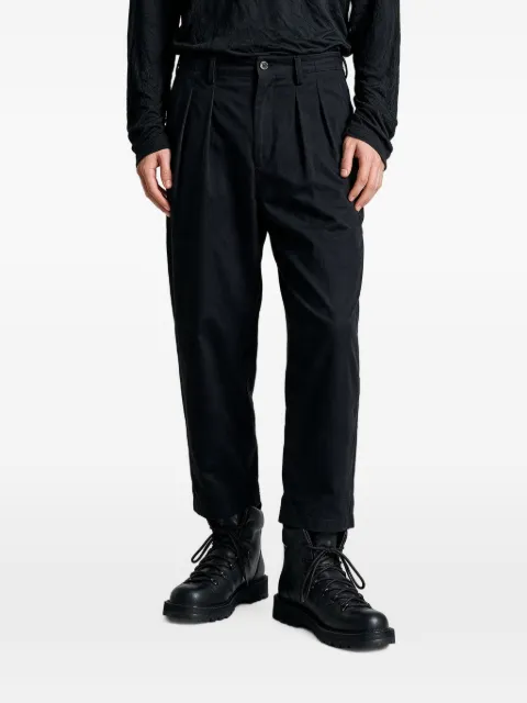 Yohji Yamamoto pleated-front croppedWOOL trousers