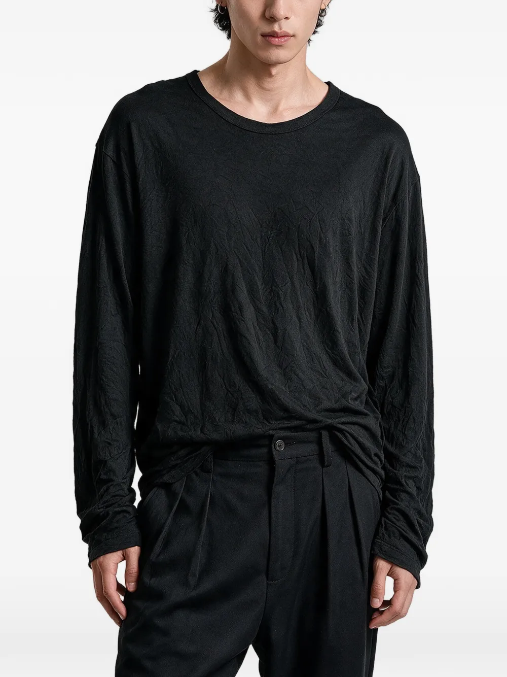 Yohji Yamamoto crinkled long-sleeved T-shirt