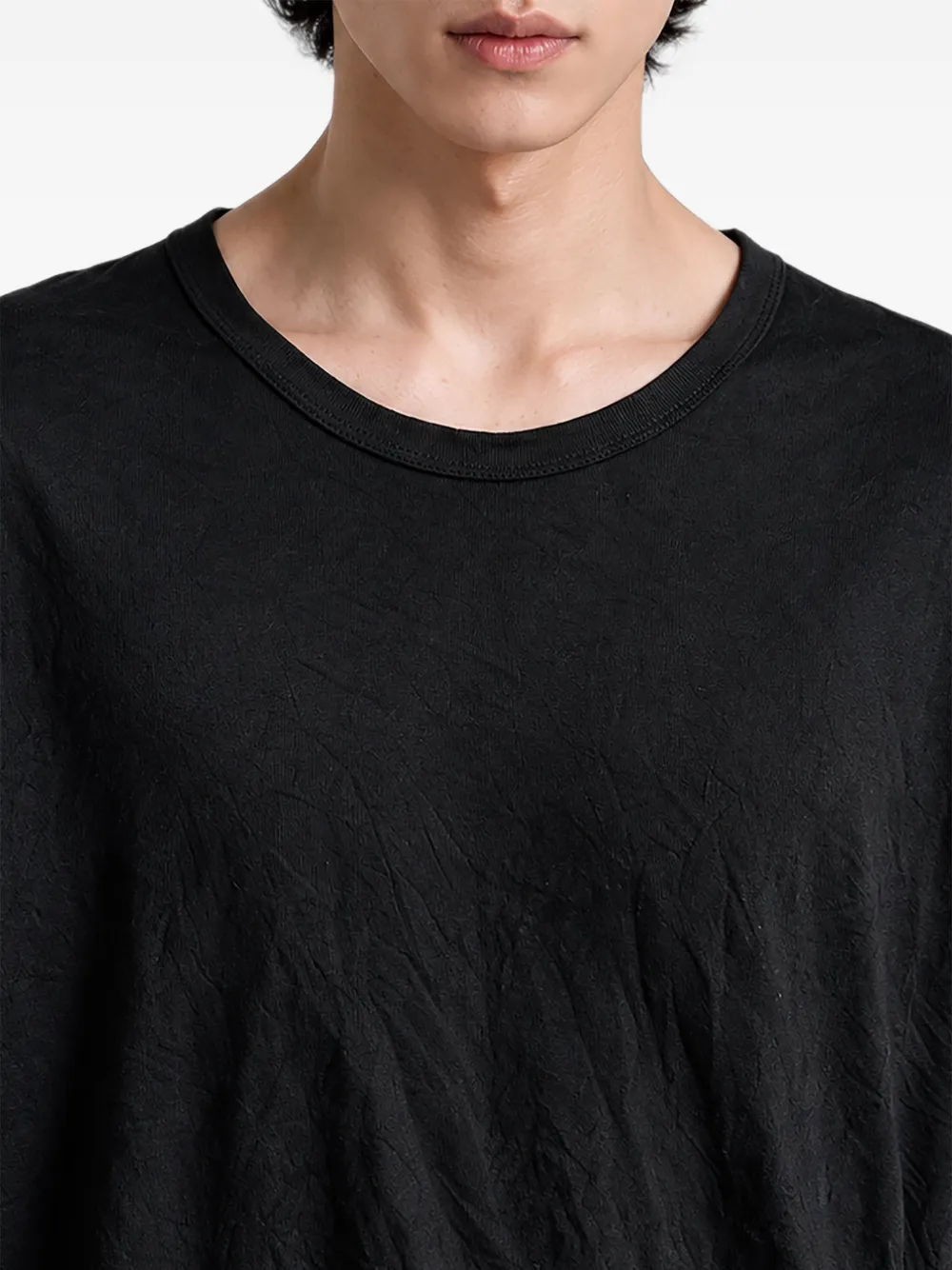 Yohji Yamamoto Gekreukt T-shirt met lange mouwen Zwart