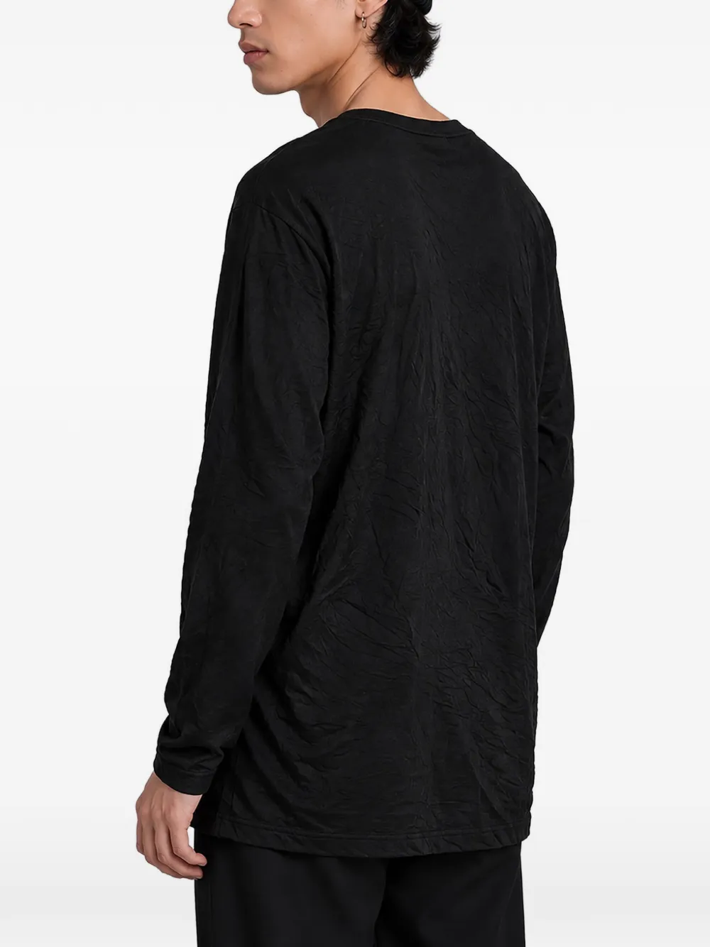 Yohji Yamamoto Gekreukt T-shirt met lange mouwen Zwart