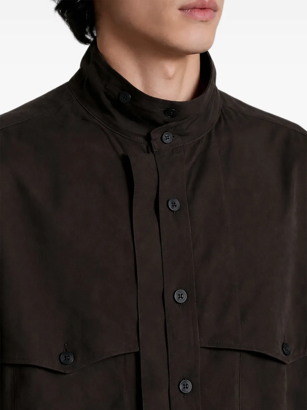 Yohji Yamamoto Button-up shirtjack met borstzak Groen
