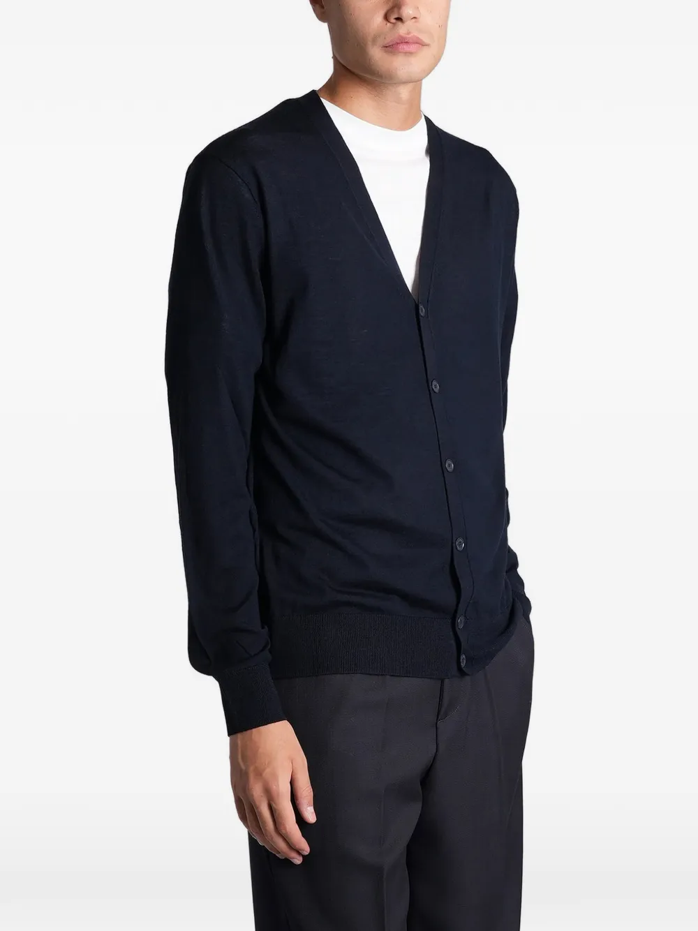 Ballantyne V-neck wool cardigan Blauw