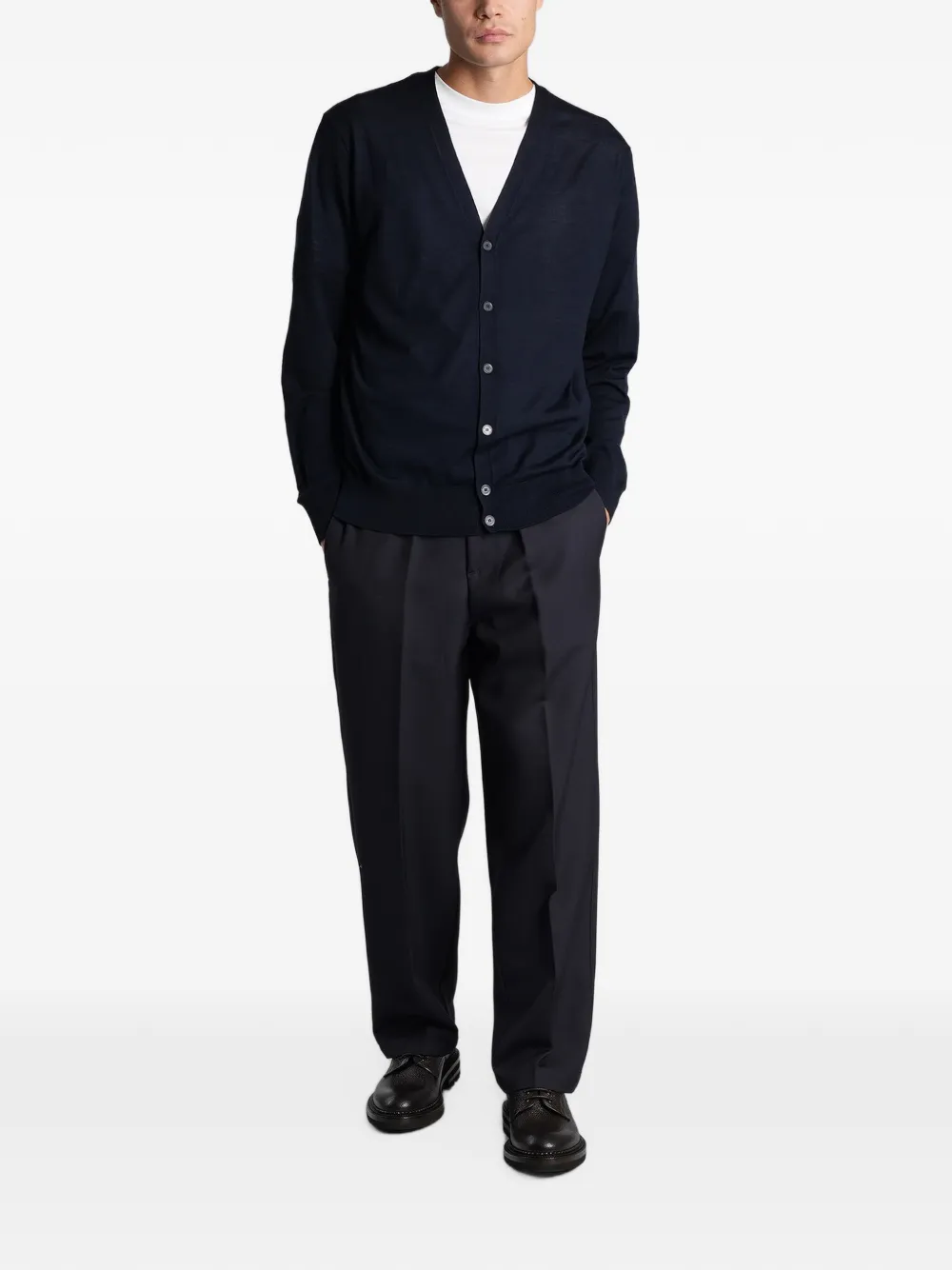 Ballantyne V-neck wool cardigan Blauw