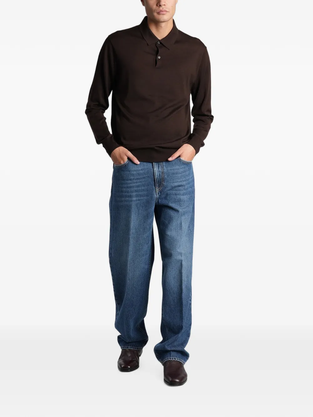 Ballantyne Poloshirt met lange mouwen Bruin