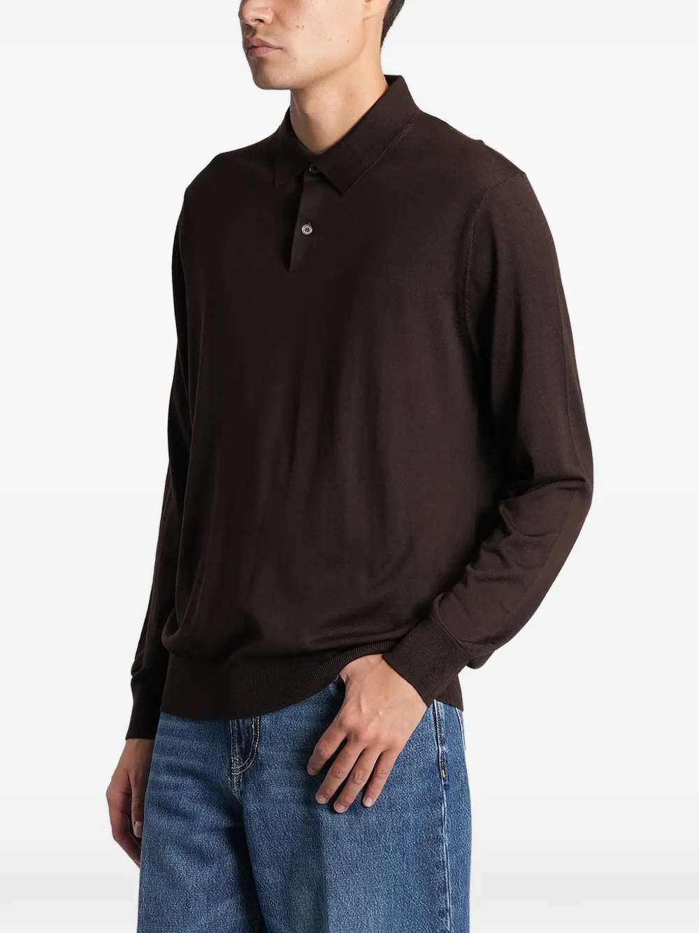 Ballantyne Poloshirt met lange mouwen Bruin