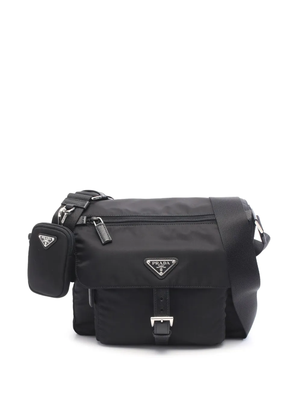 Prada Pre-Owned 2013-2026 Tessuto Zip Buckle Messenger Bag crossbody bag - Nero