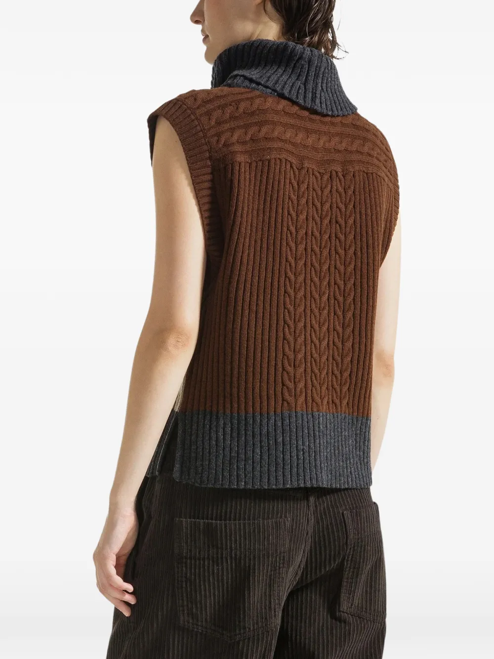 Seventy cable-knit roll-neck vest Beige