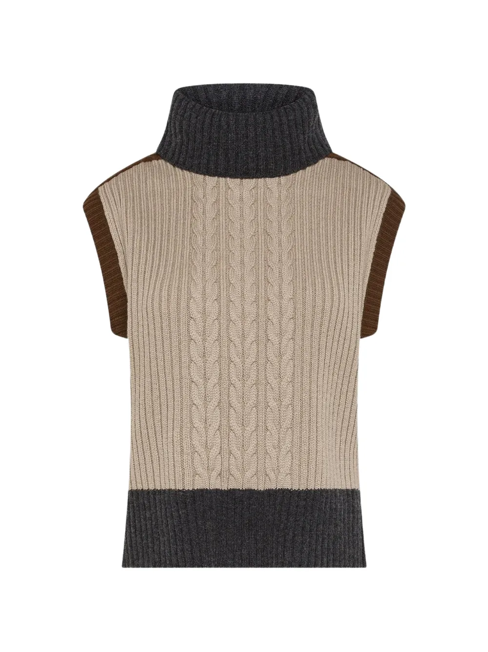 Seventy cable-knit roll-neck vest - Tons neutres Seventy cable-knit roll-neck vest - Tons neutres