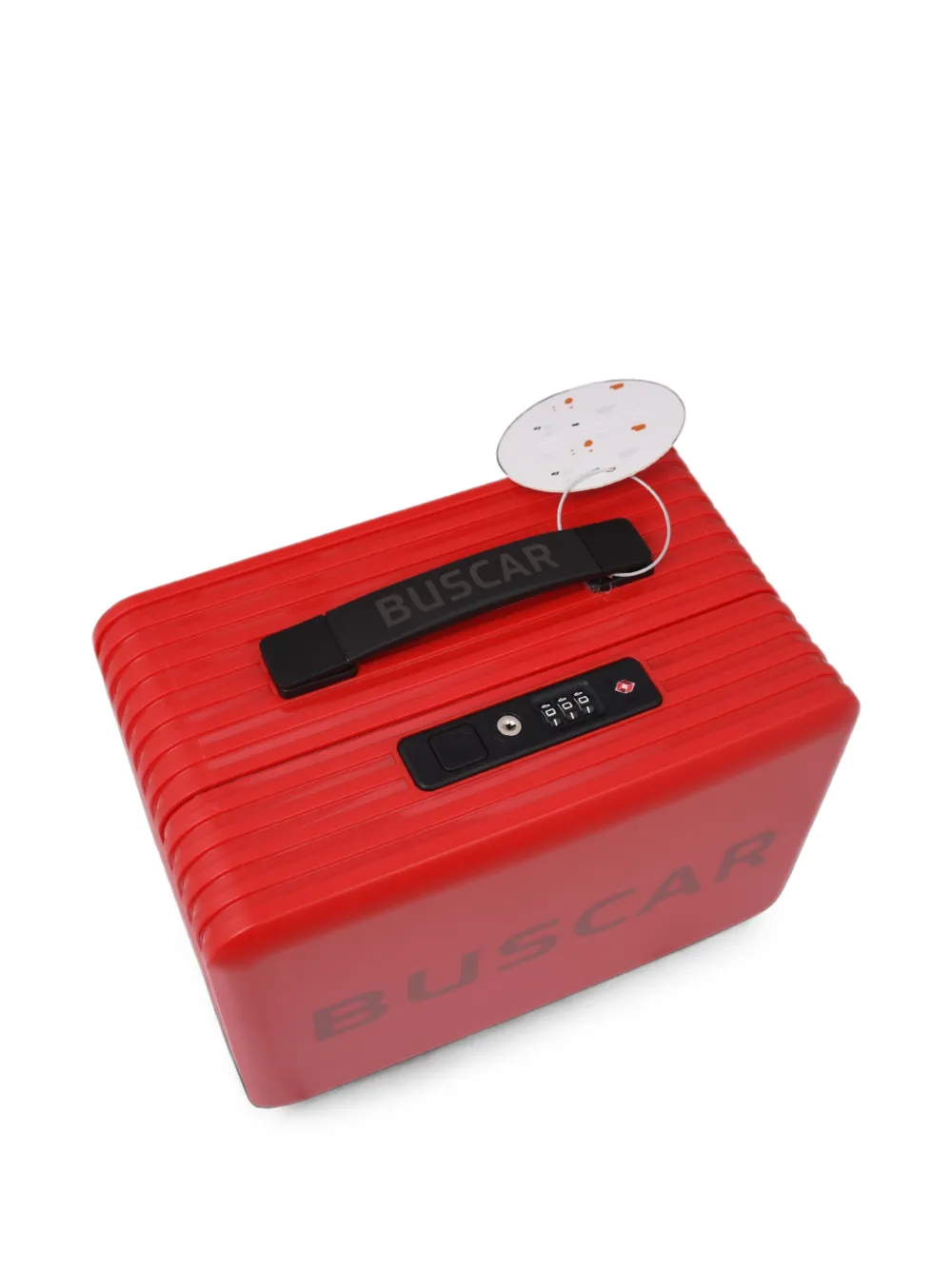 BUSCAR Geribbelde koffer met logo-print Rood