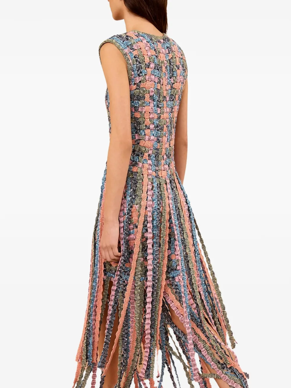 Ulla Johnson Alexis gebreide maxi-jurk met franjeafwerking Roze