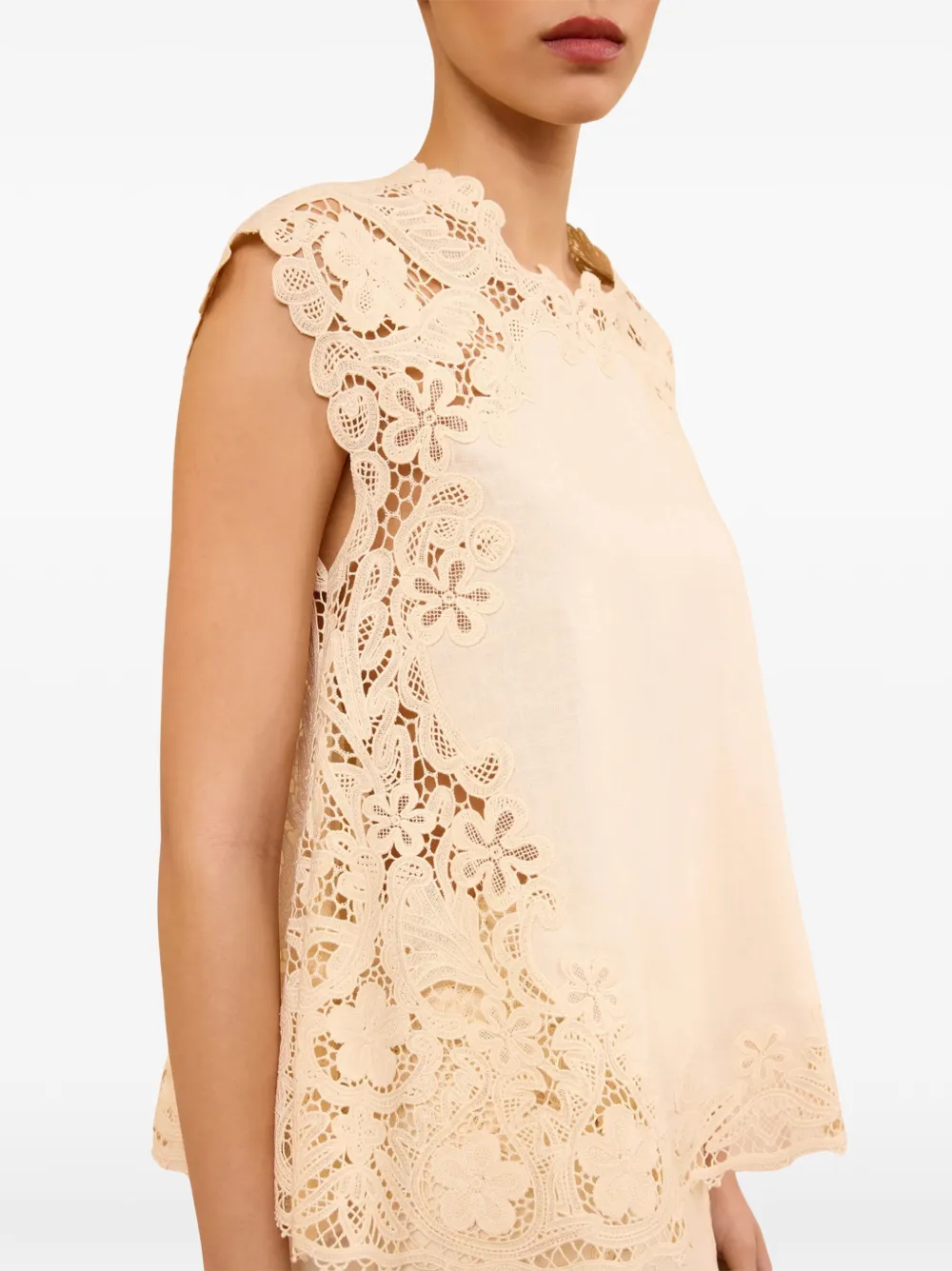 Ulla Johnson Amelie guipure lace-trim top Beige