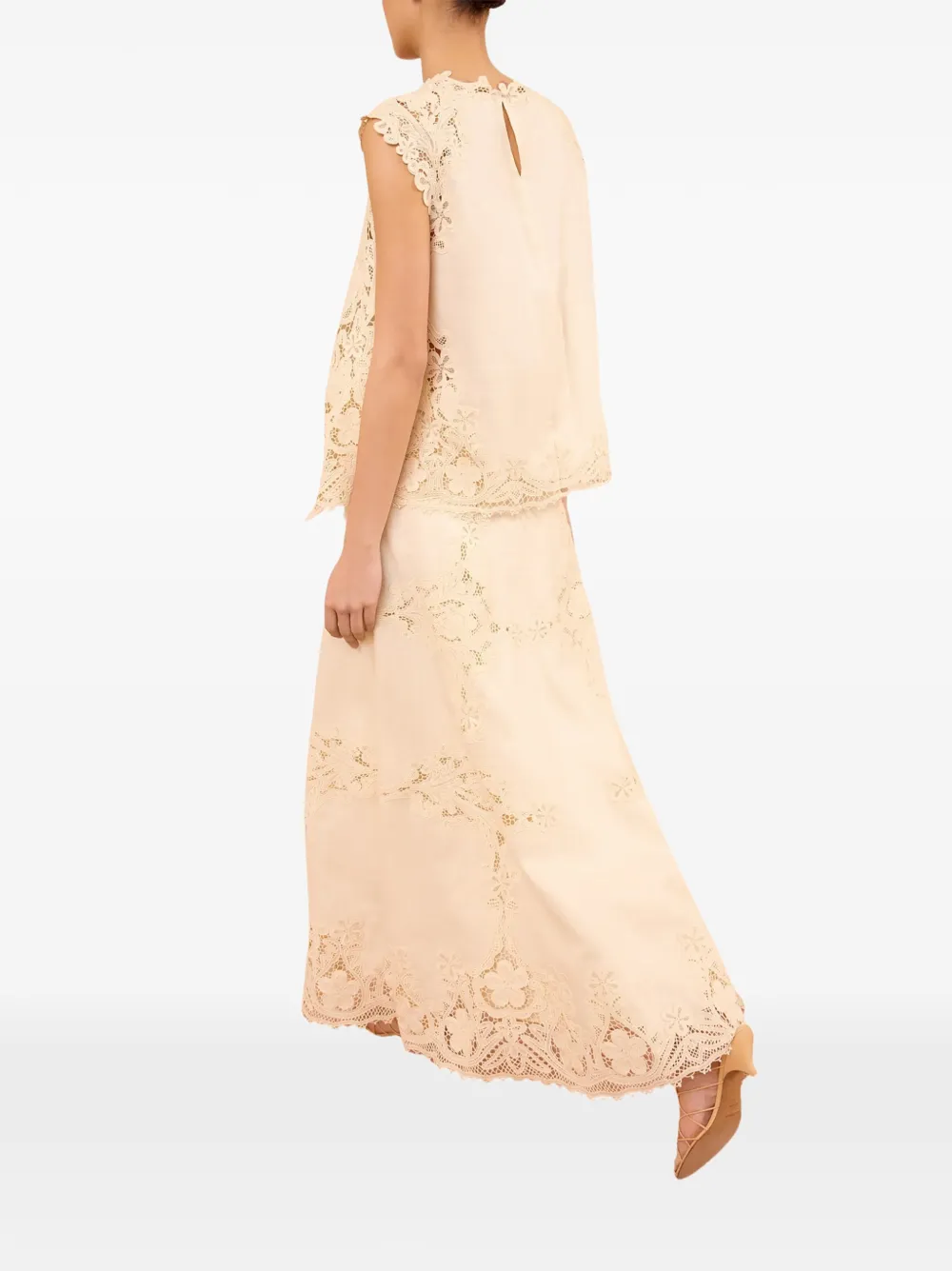 Ulla Johnson Amelie guipure lace-trim top Beige
