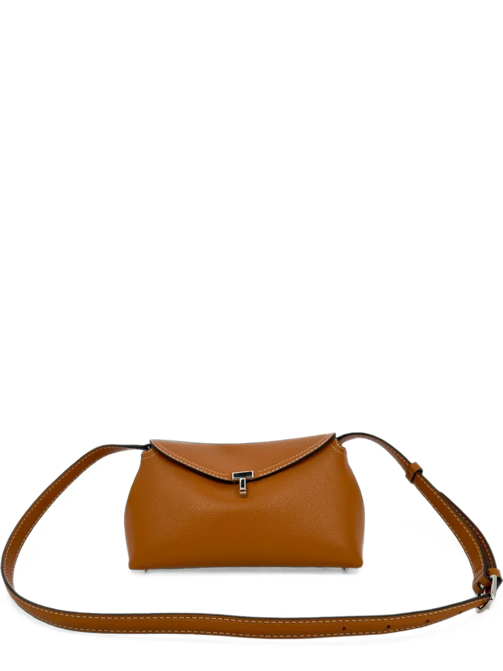 TOTEME T-Lock grained shoulder bag - Marrone