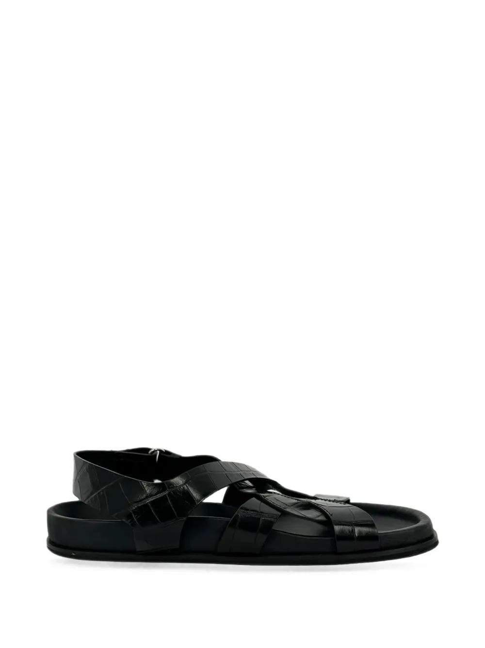 TOTEME Slingback-Sandalen mit Kroko-Effekt - Schwarz