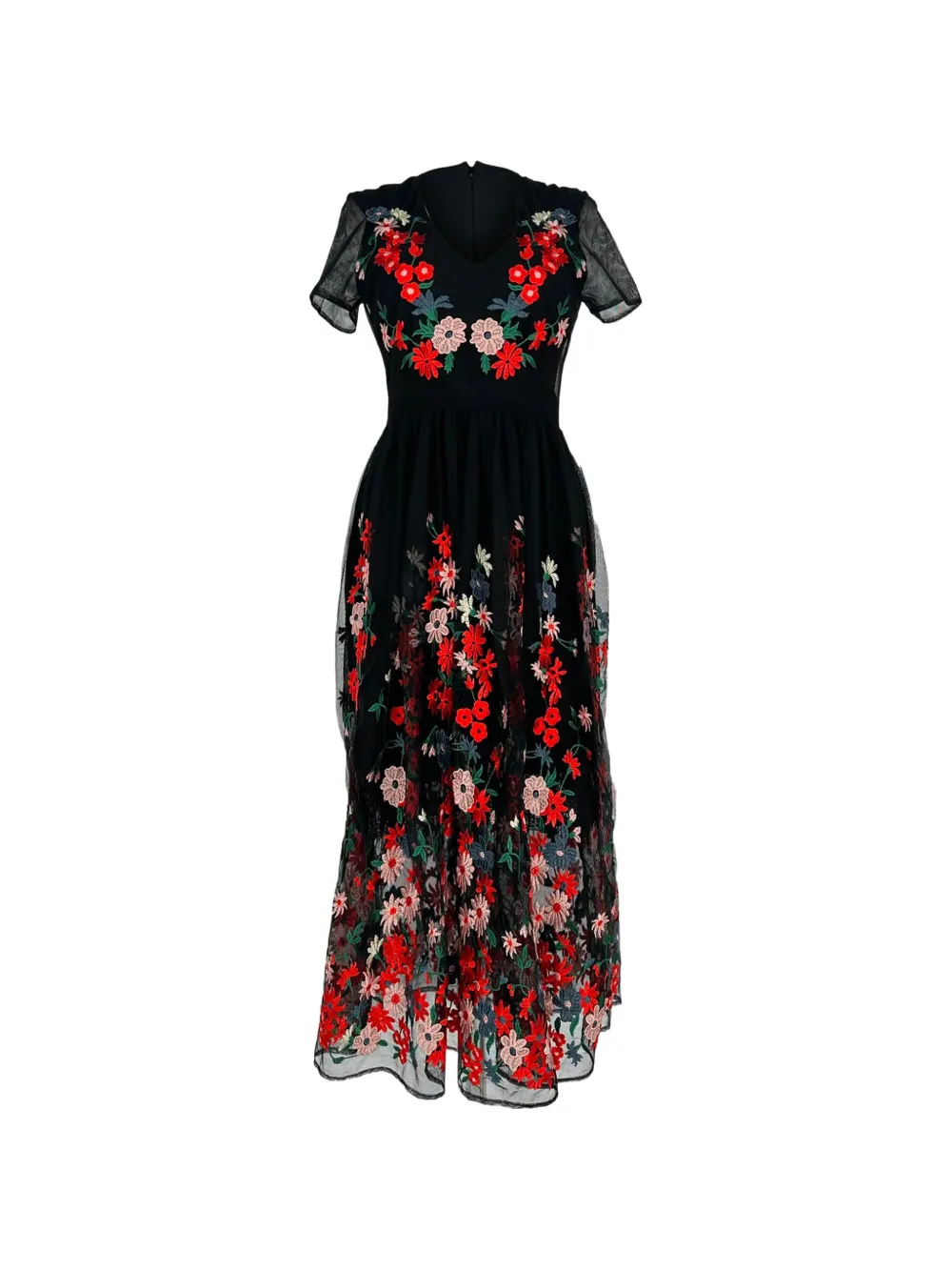 Maje Raphael floral-embroidered dress - Nero